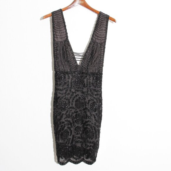 Free People FP Kristin's Limited Edition Mini Dress Beaded Black Rare Size 4 - Picture 2 of 16